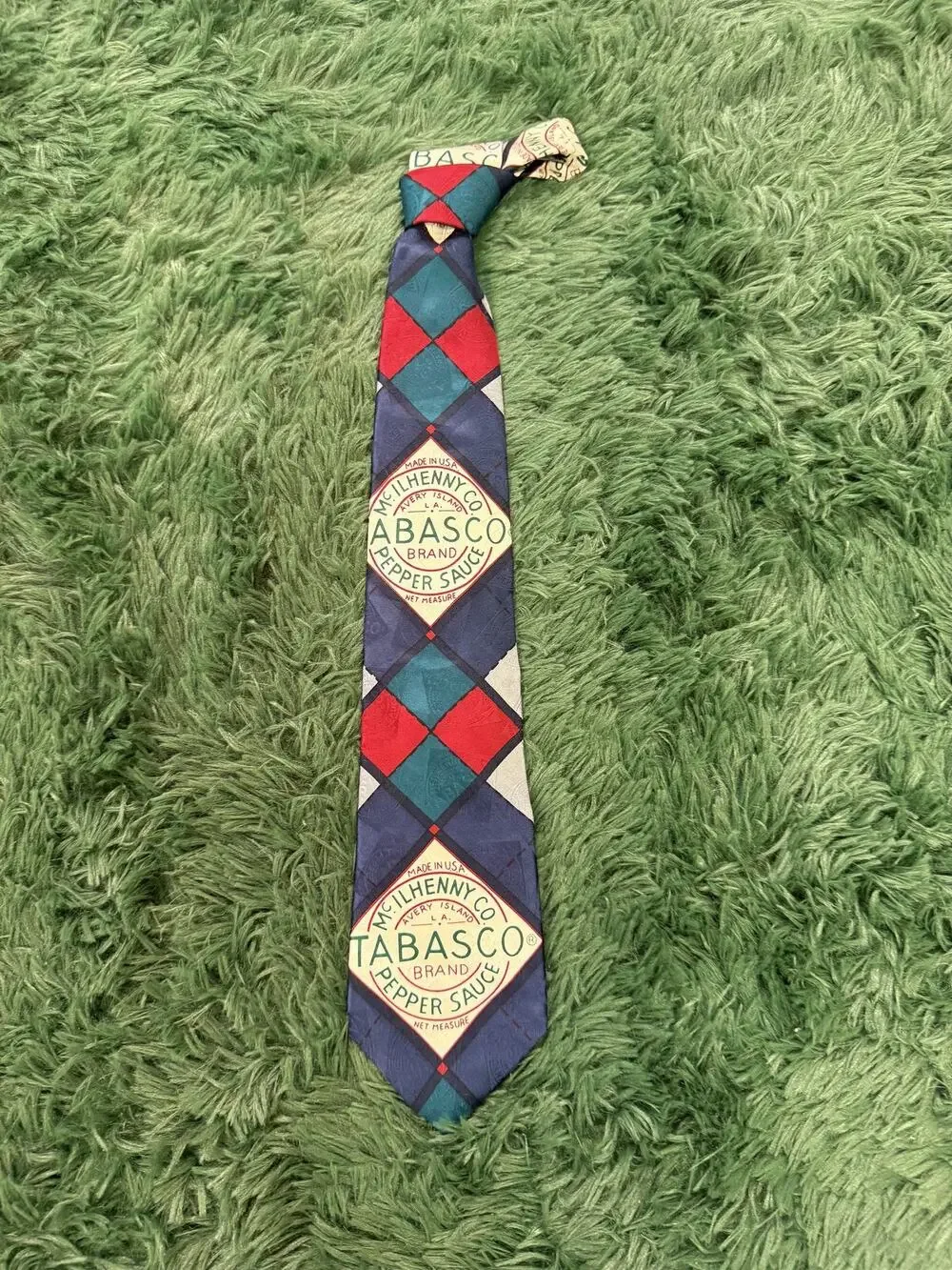 Vintage Tabasco McIlhenny Co. Hot Sauce Logo Necktie Men's Novelty Tie Made in